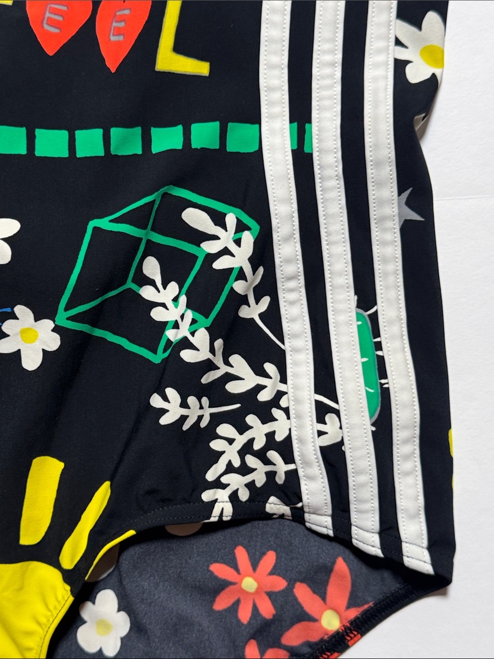 ADIDAS Originals x Pharrell Williams Black Floral Graphic One-Piece Swimsuit LG - Picture 11 of 14